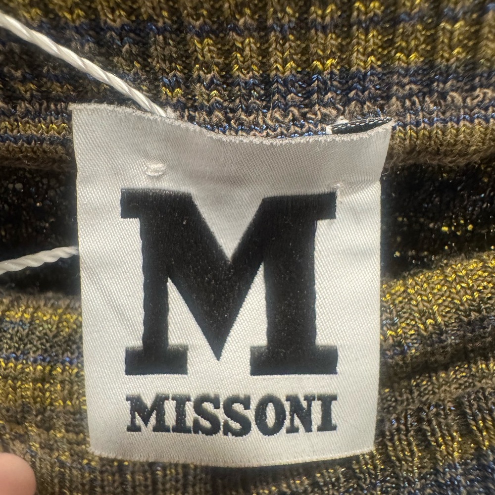 Missoni Blue and Yellow Knit Fabric Drawstring Pants